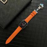Lychee Genuine Leather Watch Band For Apple Watch Series 8&7 41mm / SE 2&6&SE&5&4 40mm / 3&2&1 38mm(Orange)