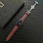 Lychee Genuine Leather Watch Band For Apple Watch Series 8&7 41mm / SE 2&6&SE&5&4 40mm / 3&2&1 38mm(Coffee)