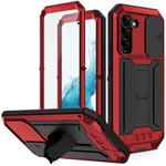 For Samsung Galaxy S22 5G R-JUST Sliding Camera Metal + Silicone Holder Phone Case(Red)