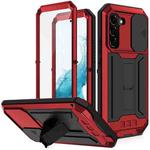 For Samsung Galaxy S22+ 5G R-JUST Sliding Camera Metal + Silicone Holder Phone Case(Red)