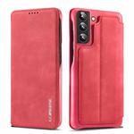 For Samsung Galaxy S22 5G LC.IMEEKE Hon Ancient Series Horizontal Flip Leather Phone Case(Red)