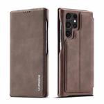 For Samsung Galaxy S22 Ultra 5G LC.IMEEKE Hon Ancient Series Horizontal Flip Leather Phone Case(Coffee)