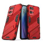 For OPPO Reno7 Pro 5G Punk Armor 2 in 1 PC + TPU Shockproof Phone Case with Invisible Holder(Red)