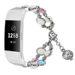 For Fitbit Charge 5 Agate Luminous Bead Steel Watch Band(Silver)