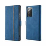 For Samsung Galaxy Note20 Splicing Skin Feel Magnetic Leather Phone Case(Blue)