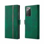 For Samsung Galaxy Note20 Splicing Skin Feel Magnetic Leather Phone Case(Green)