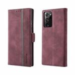 For Samsung Galaxy Note20 Ultra Splicing Skin Feel Magnetic Leather Phone Case(Wine Red)