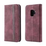 For Samsung Galaxy S9 Splicing Skin Feel Magnetic Leather Phone Case(Wine Red)