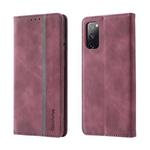 For Samsung Galaxy S20 FE Splicing Skin Feel Magnetic Leather Phone Case(Wine Red)