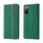 For Samsung Galaxy S20 FE Splicing Skin Feel Magnetic Leather Phone Case(Green)