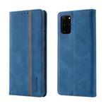 For Samsung Galaxy S20+ Splicing Skin Feel Magnetic Leather Phone Case(Blue)