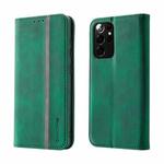 For Samsung Galaxy S21 Ultra 5G Splicing Skin Feel Magnetic Leather Phone Case(Green)