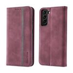 For Samsung Galaxy S22+ 5G Splicing Skin Feel Magnetic Leather Phone Case(Wine Red)