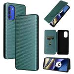 For Motorola Moto G51 5G Carbon Fiber Texture Flip Leather Phone Case(Green)