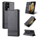 For Samsung Galaxy S22 Ultra 5G AZNS Magnetic Calf Texture Horizontal Flip Leather Phone Case(Black)