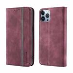 For iPhone 13 Pro Max Splicing Skin Feel Magnetic Leather Phone Case (Wine Red)