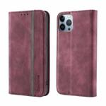 Splicing Skin Feel Magnetic Leather Phone Case For iPhone 13 Pro(Wine Red)