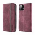 Splicing Skin Feel Magnetic Leather Phone Case For iPhone 13 mini(Wine Red)