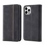 Splicing Skin Feel Magnetic Leather Phone Case For iPhone 12 Pro Max(Black)