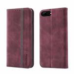 Splicing Skin Feel Magnetic Leather Phone Case For iPhone 8 Plus / 7 Plus(Wine Red)