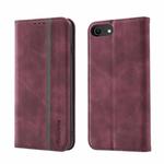 Splicing Skin Feel Magnetic Leather Phone Case For iPhone 6s Plus / 6 Plus(Wine Red)