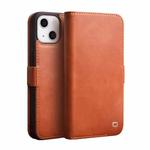 For iPhone 13 mini QIALINO Magnetic Buckle Leather Phone Case (Brown)