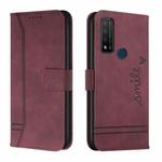 For TCL 20 R 5G Retro Skin Feel Horizontal Flip Soft TPU + PU Leather Phone Case(Wine Red)