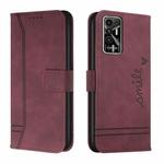 For Tecno Pova 2 Retro Skin Feel Horizontal Flip Soft TPU + PU Leather Phone Case(Wine Red)