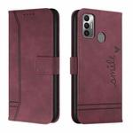 For Tecno Spark 7 Retro Skin Feel Horizontal Flip Soft TPU + PU Leather Phone Case(Wine Red)