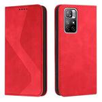 For Xiaomi Redmi Note 11 Skin Feel Magnetic S-type Solid Color Leather Phone Case(Red)