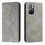 For Xiaomi Redmi Note 11 Skin Feel Magnetic S-type Solid Color Leather Phone Case(Grey)