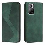 For Xiaomi Redmi Note 11 Skin Feel Magnetic S-type Solid Color Leather Phone Case(Green)