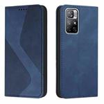 For Xiaomi Redmi Note 11 Skin Feel Magnetic S-type Solid Color Leather Phone Case(Blue)