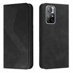 For Xiaomi Redmi Note 11 Skin Feel Magnetic S-type Solid Color Leather Phone Case(Black)