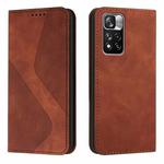 For Xiaomi Redmi Note 11 Pro Skin Feel Magnetic S-type Solid Color Leather Phone Case(Brown)