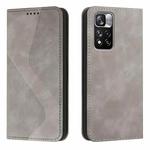 For Xiaomi Redmi Note 11 Pro Skin Feel Magnetic S-type Solid Color Leather Phone Case(Grey)