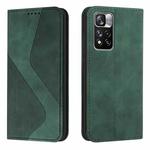 For Xiaomi Redmi Note 11 Pro Skin Feel Magnetic S-type Solid Color Leather Phone Case(Green)