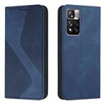 For Xiaomi Redmi Note 11 Pro Skin Feel Magnetic S-type Solid Color Leather Phone Case(Blue)
