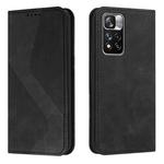 For Xiaomi Redmi Note 11 Pro Skin Feel Magnetic S-type Solid Color Leather Phone Case(Black)