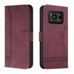 For Sharp Aquos R6 Retro Skin Feel Horizontal Flip Soft TPU + PU Leather Phone Case(Wine Red)