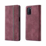 For OPPO A52 / A72 / A92 Splicing Skin Feel Magnetic Leather Phone Case(Wine Red)