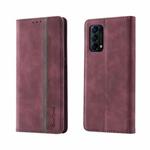 For OPPO Find X3 Lite Splicing Skin Feel Magnetic Leather Phone Case(Wine Red)