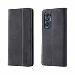 For OPPO Find X3 Neo Splicing Skin Feel Magnetic Leather Phone Case(Black)