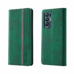 For OPPO Find X3 Neo Splicing Skin Feel Magnetic Leather Phone Case(Green)