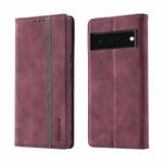 For Google Pixel 6 Splicing Skin Feel Magnetic Leather Phone Case(Wine Red)