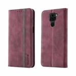 For Xiaomi Redmi Note 9 Splicing Skin Feel Magnetic Leather Phone Case(Wine Red)