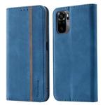 For Xiaomi Redmi Note 10 4G Splicing Skin Feel Magnetic Leather Phone Case(Blue)