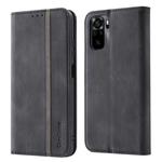 For Xiaomi Redmi Note 10 4G Splicing Skin Feel Magnetic Leather Phone Case(Black)