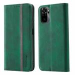 For Xiaomi Redmi Note 10 4G Splicing Skin Feel Magnetic Leather Phone Case(Green)