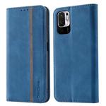 For Xiaomi Redmi Note 10 5G Splicing Skin Feel Magnetic Leather Phone Case(Blue)